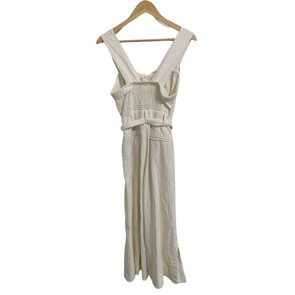 Anthropologie cream cape code belted linen‎ blend jumpsuit size 4 - Picture 5 of 5